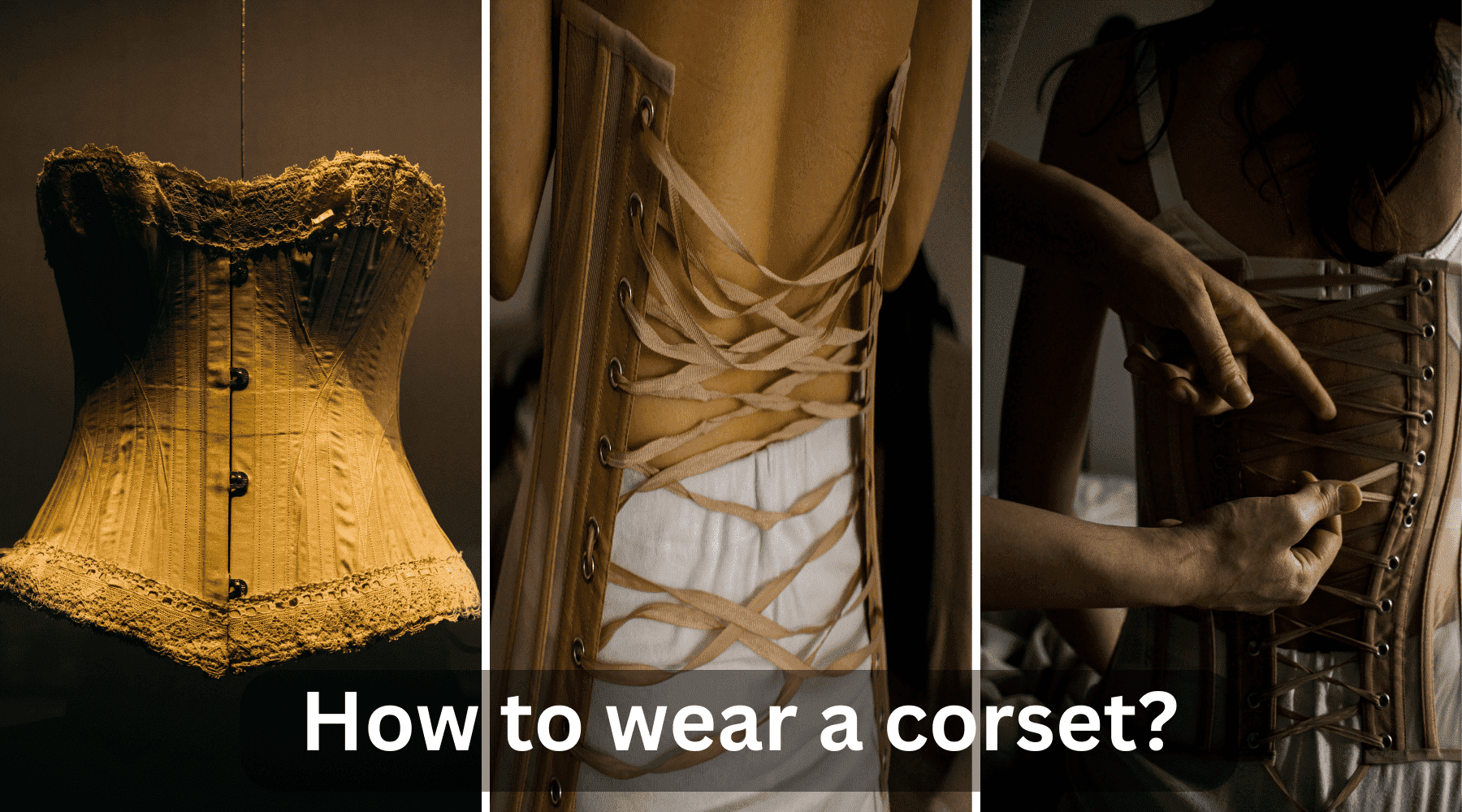 Size Chart, Care Instructions and Lacing Information for Corsets