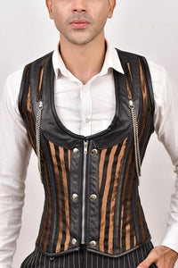 Golden Line Brocade Corset Vest