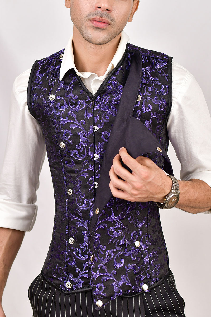 Brocade Men corset vest 