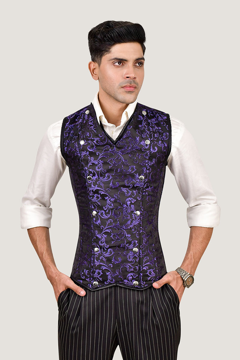 Brocade Men corset vest 