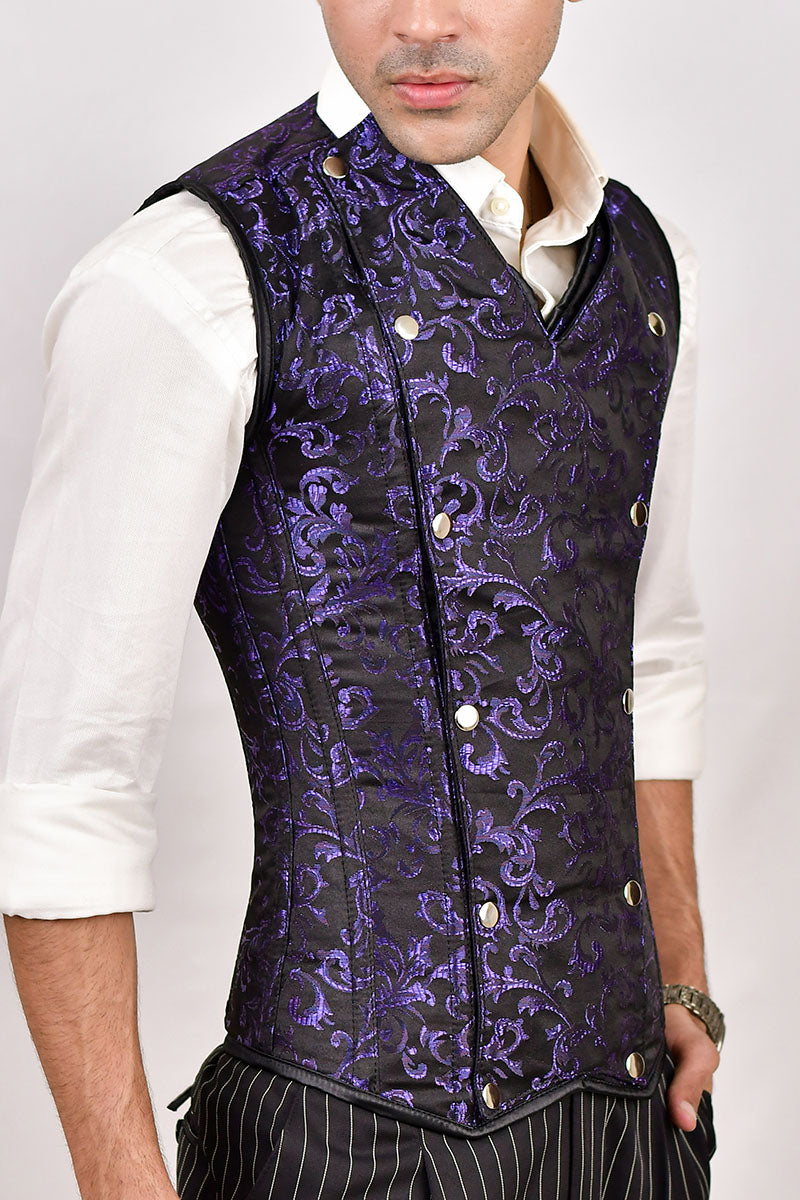 Brocade Men corset vest 