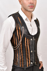 Golden Line Brocade Corset Vest