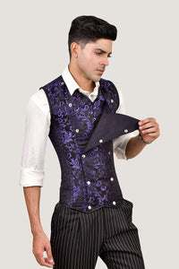 Brocade Men corset vest 