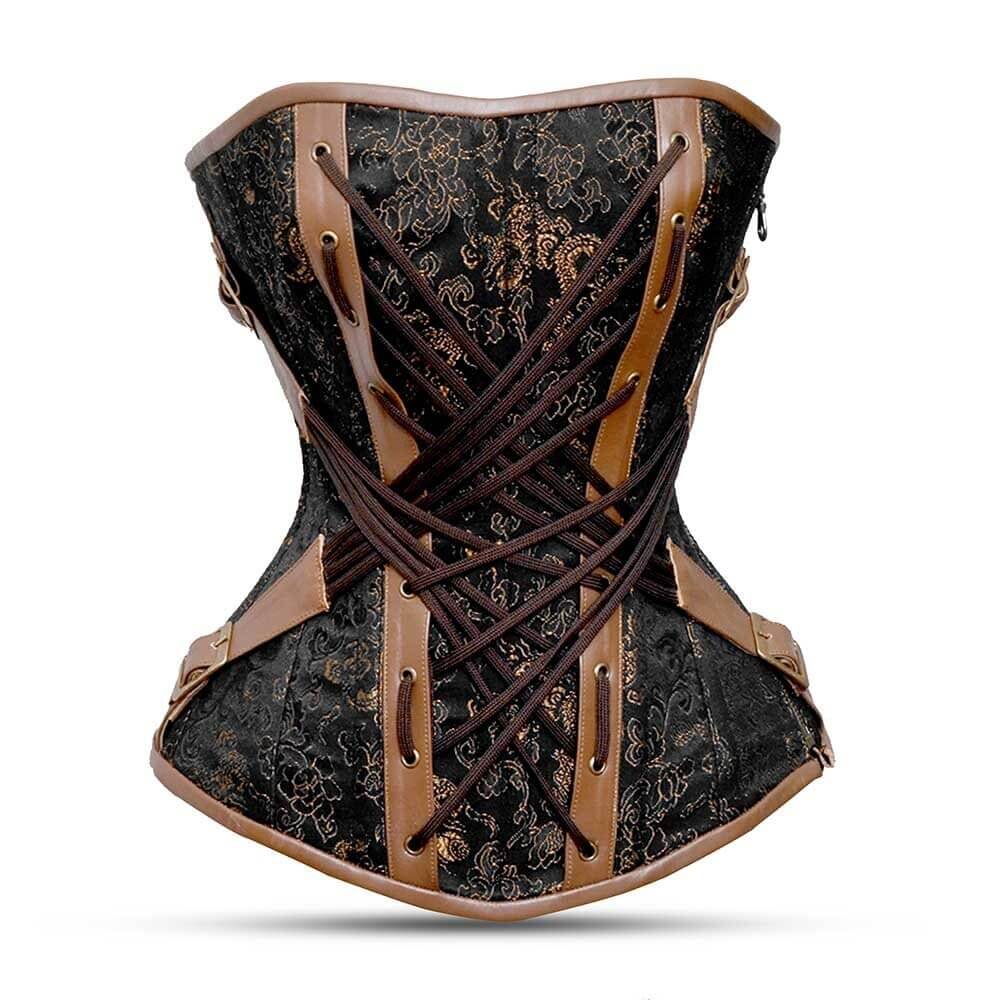 Brown Leather Steampunk Underbust Waist Trainer Corset Bustier Top –  CorsetsNmore