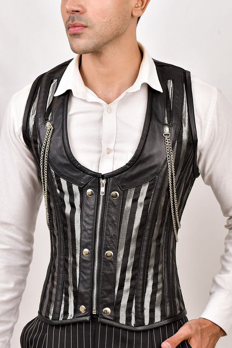 Golden Line Brocade Corset Vest