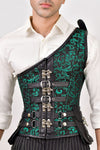 Green Brocade Corset with Shoulder Strap