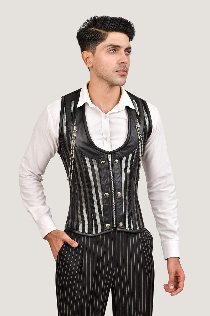 Golden Line Brocade Corset Vest