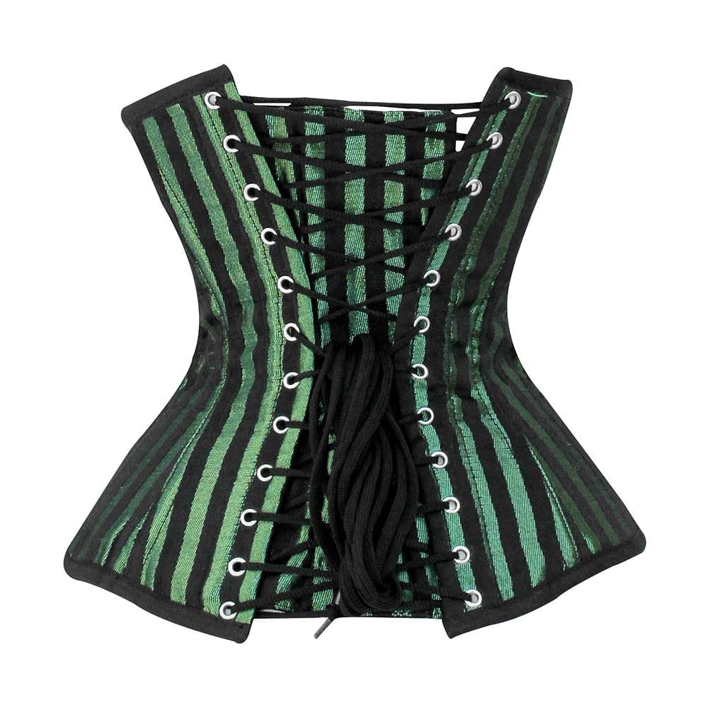 Leather corset green and black lace up size outlet L