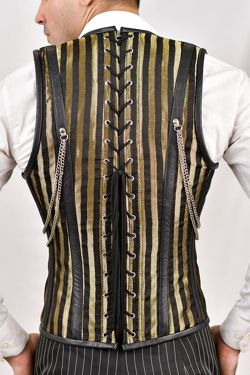 Golden Line Brocade Corset Vest