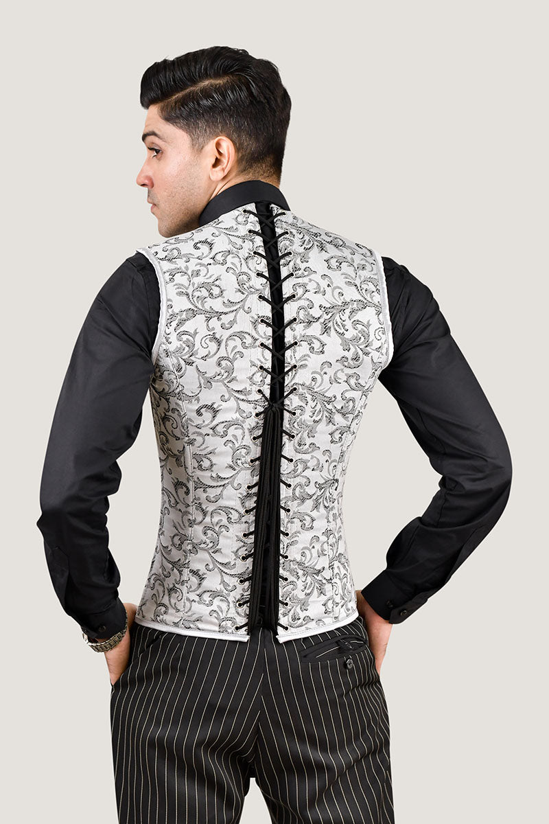 Brocade Men corset vest 