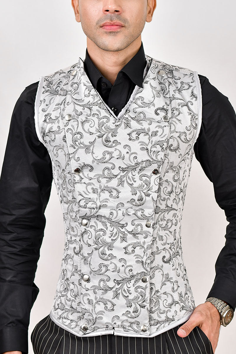 Brocade Men corset vest 