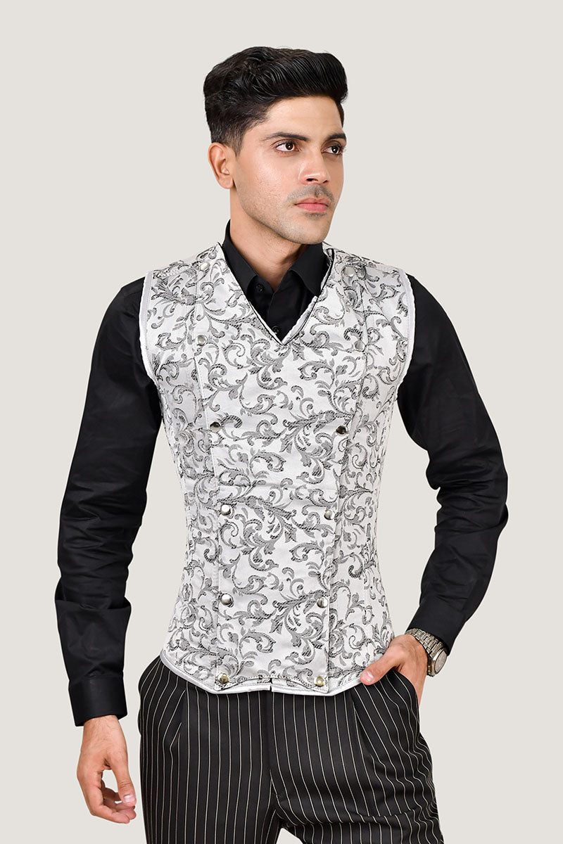 Brocade Men corset vest 