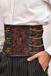 Red dragon brocade men's waist cincher, featuring a striking dragon pattern for a bold and stylish look.