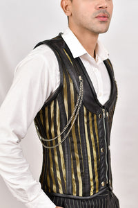 Golden Line Brocade Corset Vest