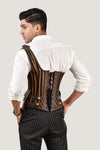 Leather-Brocade Corset for Men: Brown-Lined Design