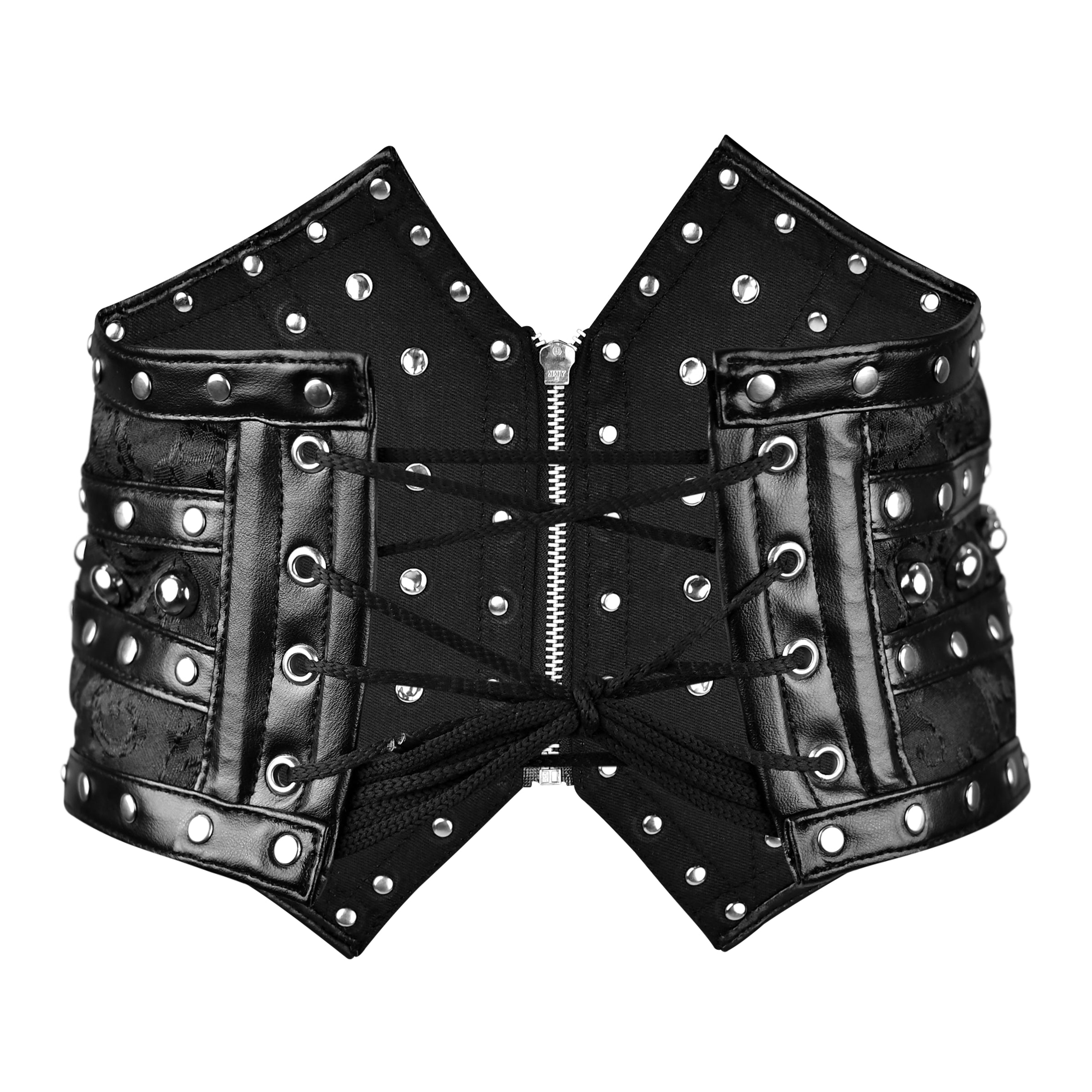 Black Corset Belt with Front Zipper - Waist Trainers