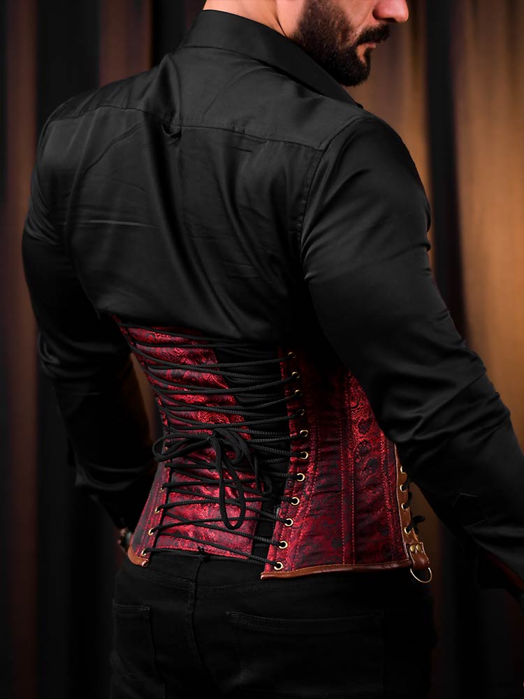 Red Brocade Men Corset