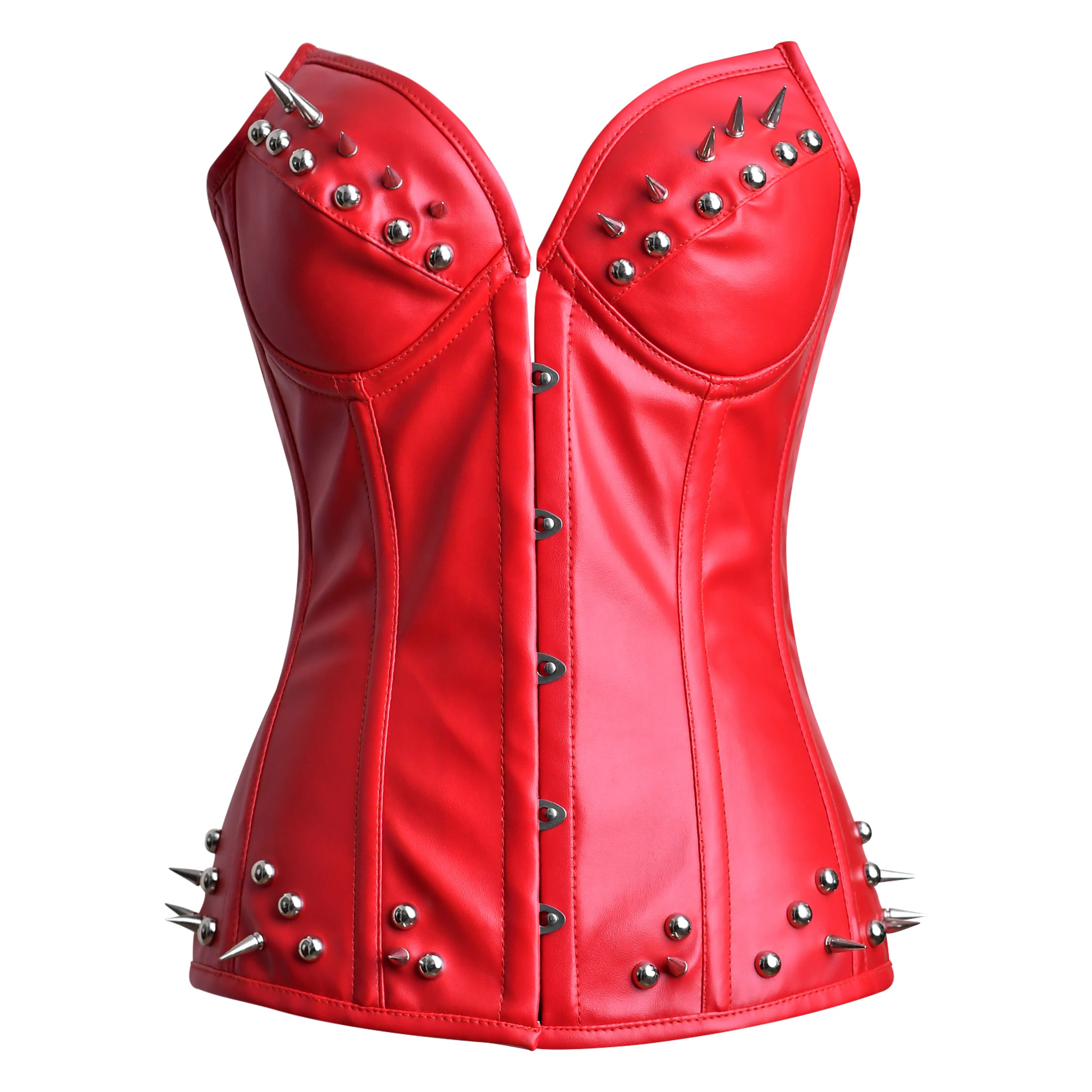 Red Corset Leather Top Over Bust 4XL