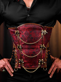 Red Brocade Men Corset