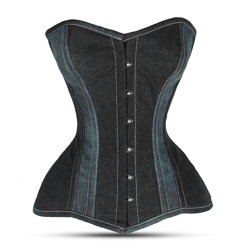 Denim lace up corset