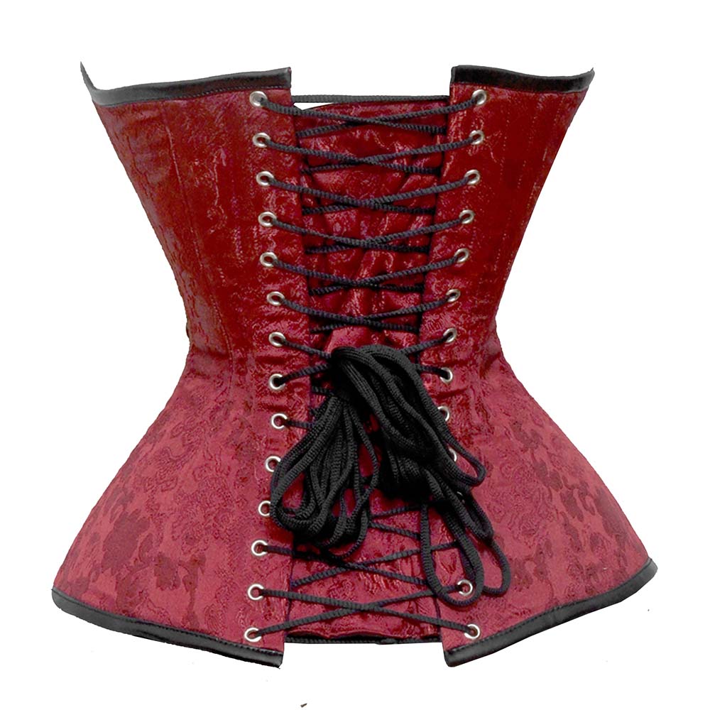 Black and Red corset - Over Bust Corset with Leather Collars