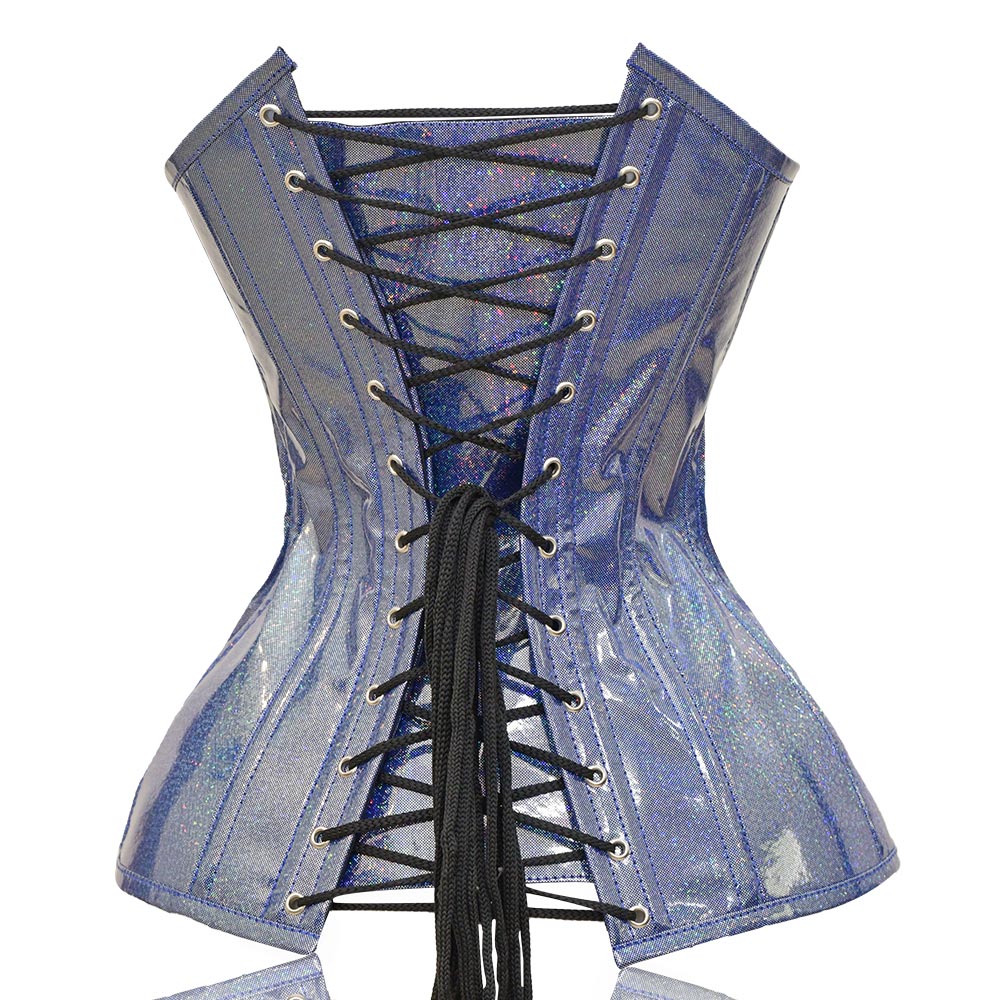 Light Blue Shiny corset - Over Bust – Miss Leather Online