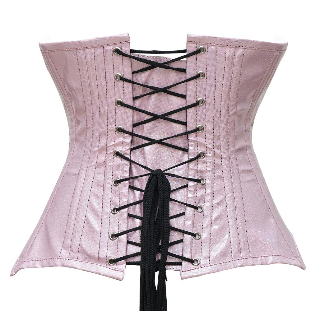 Bright Pink Corset Bust Seamed Long Sleeve Top